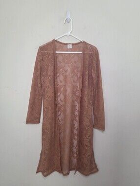 Must Have Women's Copper Color Lace Kimono Duster Layering Piece Sz Small